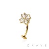 MULTI CZ FLOWER TOP 316L SURGICAL STEEL THREADLESS FLOATING BELLY BUTTON RING 